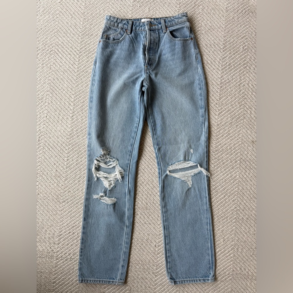 Rollas High-Rise Classic Straight in Vanessa Worn Distressed Jeans sz 26